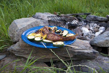 Barbecue, Lammkoteletts und Zucchinispieße - GWF00828