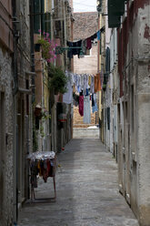 Italy, Venice, Clotheslines in lane - AWDF00046