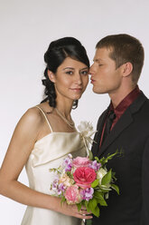 Bride and groom on wedding day ,portrait - NHF00848