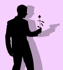 Silhouette eines Mannes mit Rose - IGOF00004