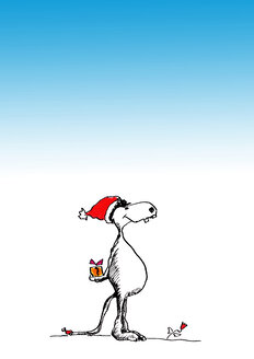 Illustration, Dog with Santa hat and Christmas parcel - KTF00017