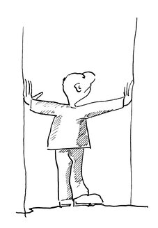 Illustration, Man with arms outstretched, rear view - KTF00011