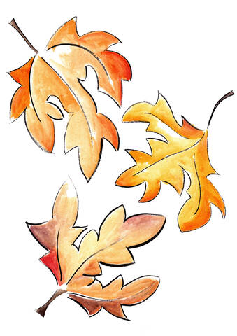 Illustration, Drei Herbstblätter, lizenzfreies Stockfoto