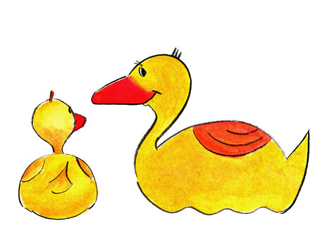 Illustration, Rubber ducks against white background - KTF00002