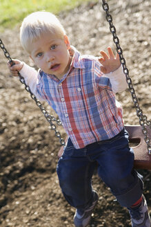 Little boy (2-3) sitting on swing - SMO00245