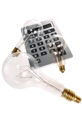 Light bulbs and calculator, close-up - 00459LR-U