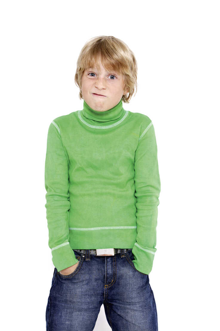 Little boy (10-11), hands in pockets stock photo