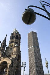 Germany, Berlin, Emperor William Church, New building and ruin, low angle view - PMF00673