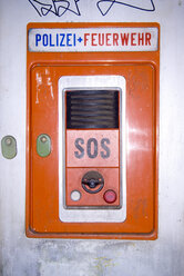 Emergency telephone box, close-up - MUF00668