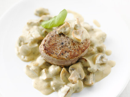 Medallions of Pork with mushrooms and cream sauce, close-up - KSWF00215