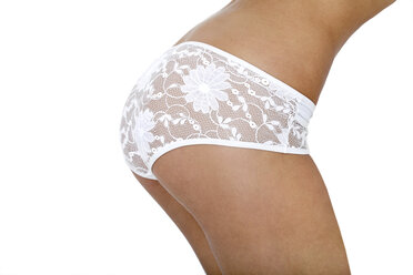 Woman in panties, middle section, close up stock photo