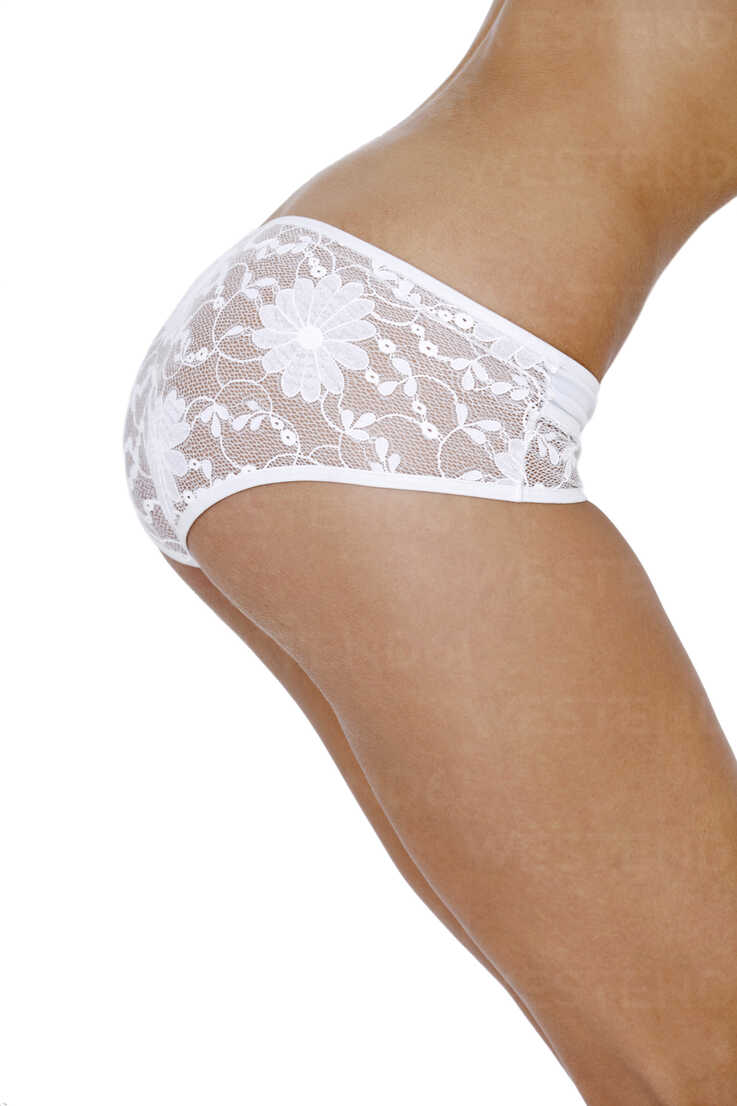 Woman in panties, middle section, close up stock photo