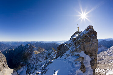 Germany, Bavaria, Wetterstein mountains, Zugspitze, Summit cross - FOF01326