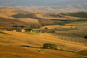 Italien, Toskana, Val d'Orcia, Bauernhof und Getreidefelder - FOF01267