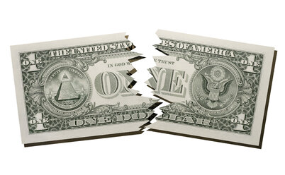 Torn US Dollar note, close-up - TCF01136