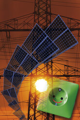 Sonnenkollektoren, Steckdosen und Strommasten - 10027CS-U