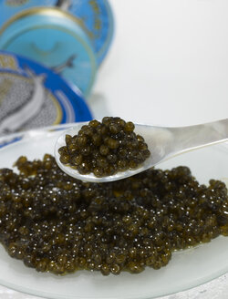 Ossietra caviar on spoon, close-up - AKF00071