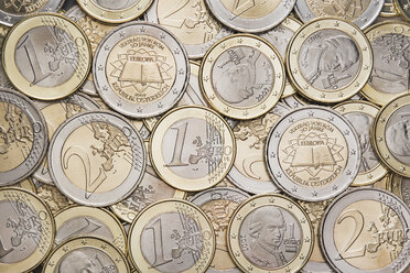 Diverse Euro-Münzen, Vollbild, Nahaufnahme - WWF00401