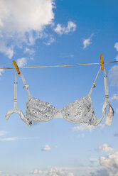 Brassiere hanging on clothesline - MUF00754