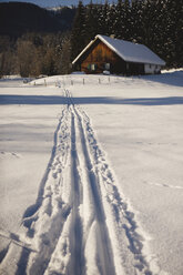 Austria, Salzkammergut, Skid marks in the snow - WWF00709