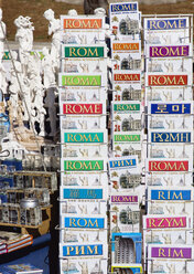 Italy, Rome, Stall with guidebooks, close up - PSF00120