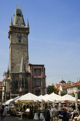 Tschechische Republik, Prag, Rathaus, Straßencafé im Vordergrund - PSF00072