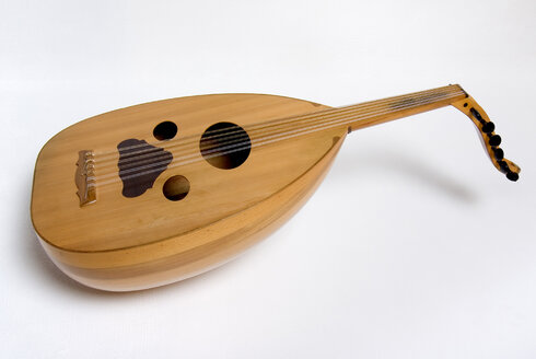 Classical Wooden Lute - Strings and Fretboard in Focus - MUF00834