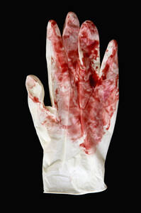 Close-up of blood stained on glove - AWDF00363