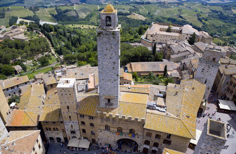 Italien, Toskana, San Gimignano, Blick von oben, lizenzfreies Stockfoto