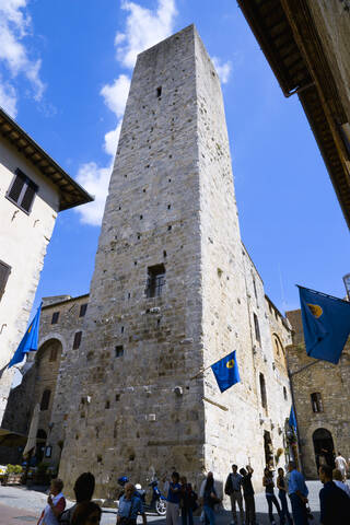 Italien, Toskana, San Gimignano, Via di Querececchio, Turm, lizenzfreies Stockfoto
