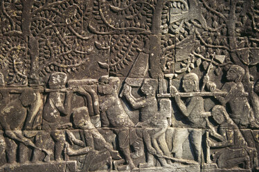 Kambodscha, Siem Reap, Bayon-Tempel, Reliefschnitzereien - PSF00304