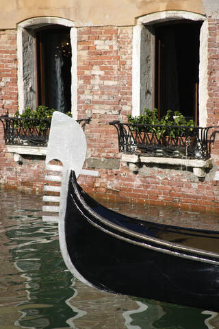 Italy, Venice, Gondola, Bow decoration stock photo
