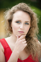 Germany, Bavaria, Young woman, portrait, close-up - WESTF12193