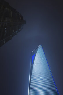 China, Shanghai, Pudong, Jin Mao Tower and Shanghai World Financial Center, low angle view - GW01022