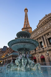 USA, Las Vegas, Hotel Paris with fountain in foreground - FOF01576