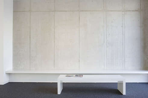 Bench and table in modern office lobby - JOF00058