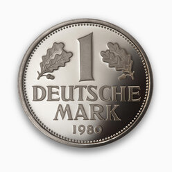 Deutschmark coin, close-up, elevated view - THF01088