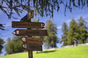 Italy, South Tyrol, Jenesien, Public footpath, signpost, close-up - SMF00528