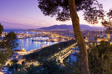 Spanien, Malaga, Hafen bei Nacht - MSF02307