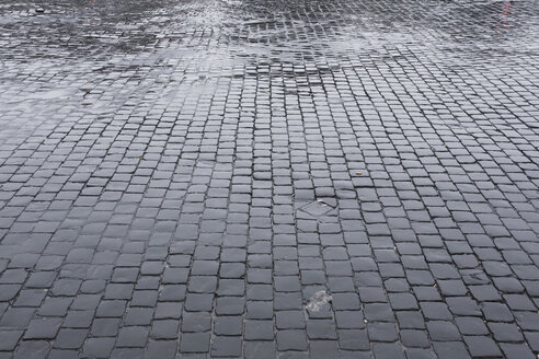 Italy, Rome, Rain-soaked pavement, full frame - GWF01083