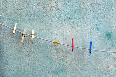 Italy, Venice, Pegs on Clothesline - AWDF00465