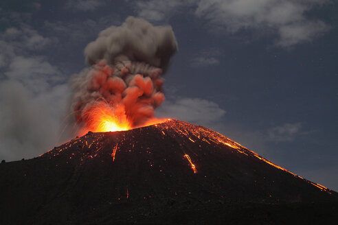 Indonesia, Sumatra, Krakatoa volcano erupting - RMF00405