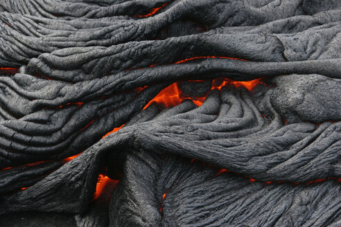 USA, Hawaii, Big Island, Vulkan Pahoehoe, brennender Lavastrom, Nahaufnahme - RMF00388