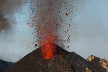 Italy, Sicily, Stromboli volcano erupting - RMF00363