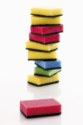 Stack of kitchen sponges against white background - 12184CS-U