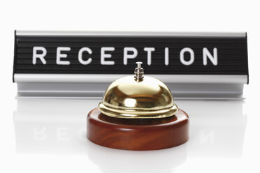Reception sign with service bell on white background - 12663CS-U