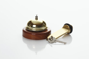 Hotel key and service bell on white background - 12656CS-U