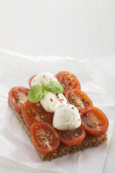 Tomate-Mozzarella-Sandwich auf weißem Hintergrund, Nahaufnahme - CHKF01069