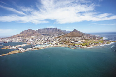 South Africa, Cape Town, Aerial view of city on island - RR00181