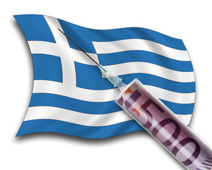 Close up of cash injection on greek flag - 12891CS-U